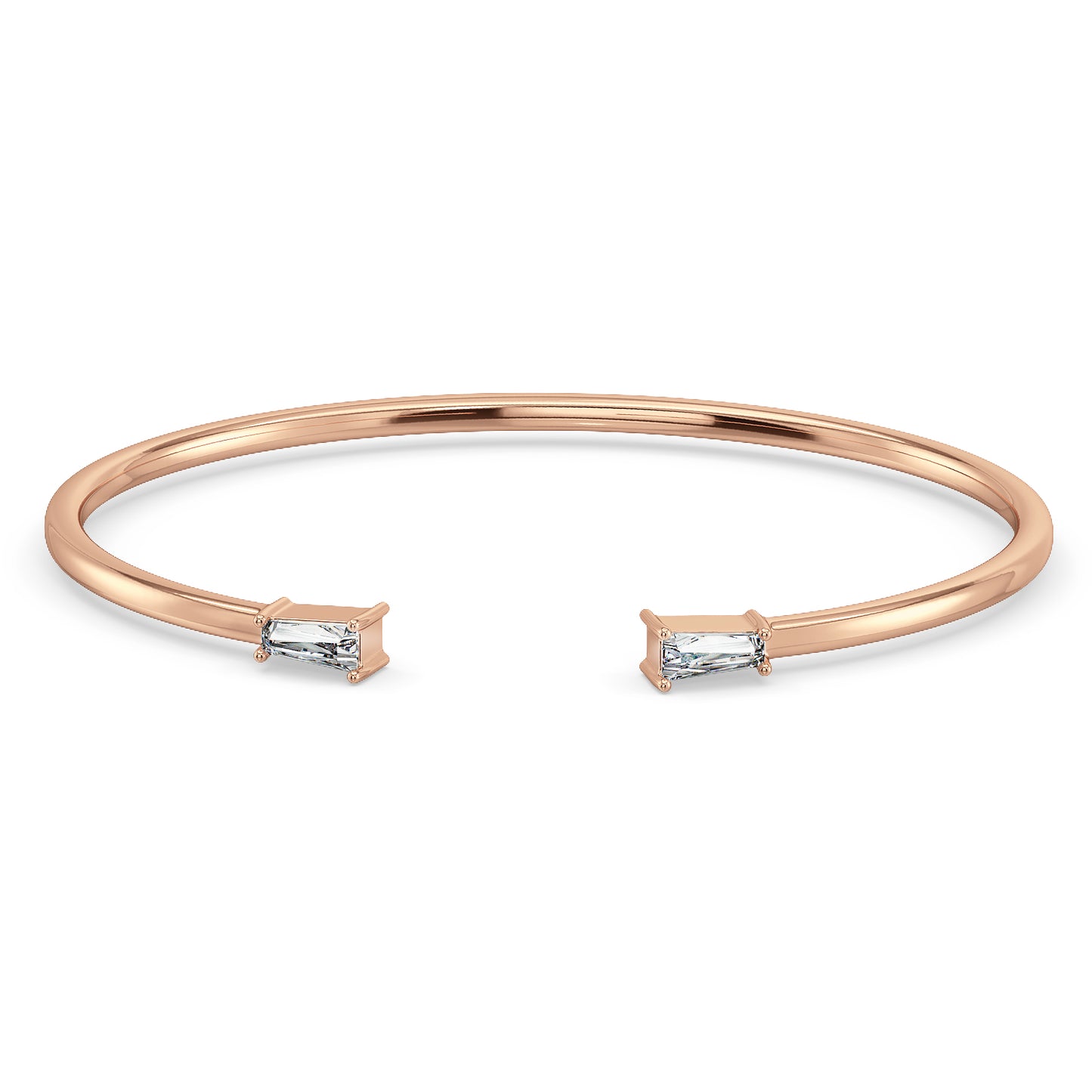 THEA TAPERED BAGUETTE CUT OPEN OVAL BANGLE, GOLD