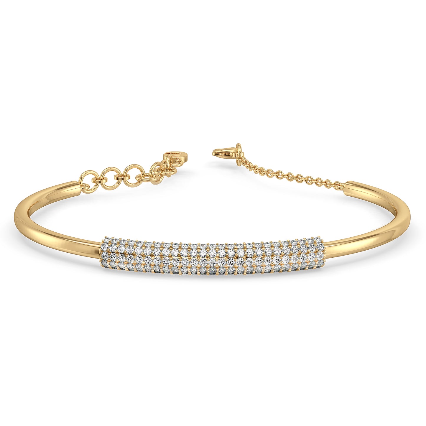 SOPHIA ROUND CUT DIAMOND STUDDED OVAL BANGLE, GOLD