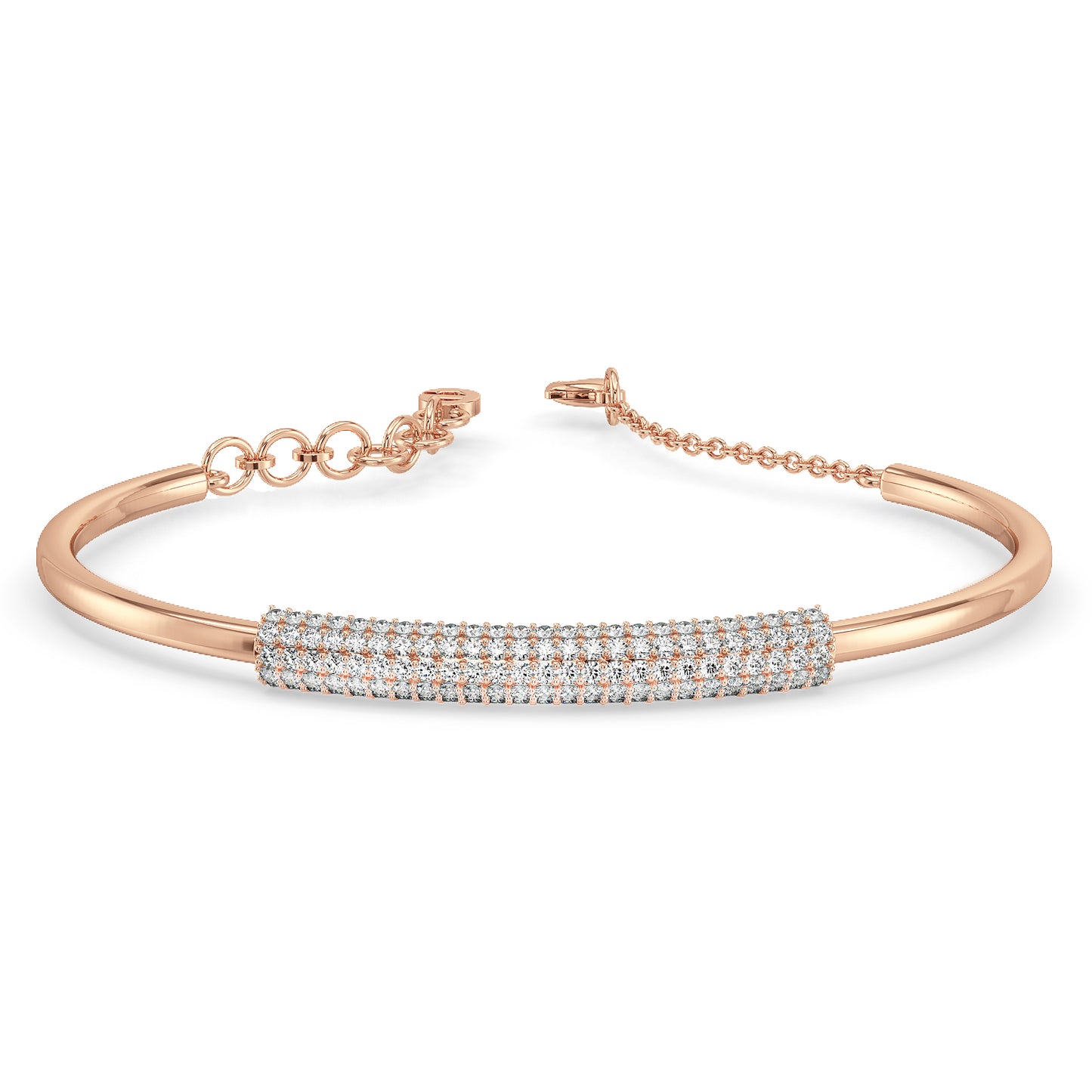 SOPHIA ROUND CUT DIAMOND STUDDED OVAL BANGLE, GOLD