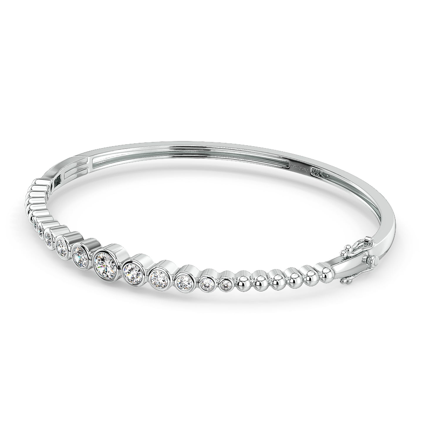 CLARETTE BEZEL SET ROUND CUT DIAMONDS OVAL BANGLE, GOLD