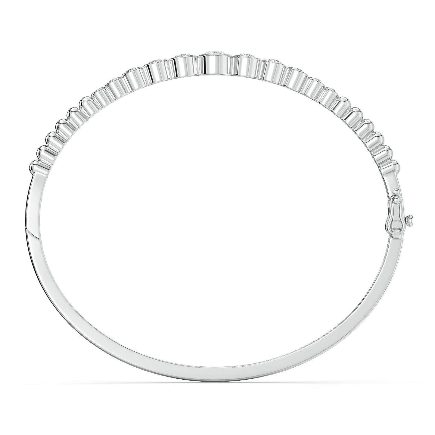 CLARETTE BEZEL SET ROUND CUT DIAMONDS OVAL BANGLE, GOLD