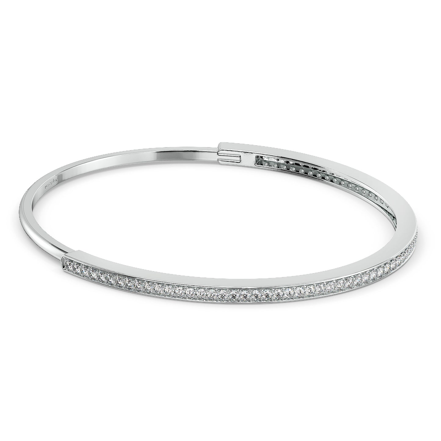 CLARETTE HALF CHANNEL SET ROUND CUT DIAMONDS OVAL BANGLE, GOLD