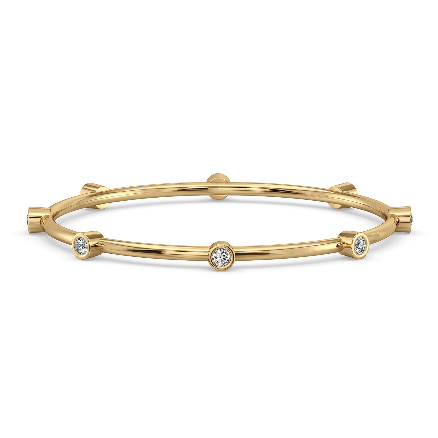 CLARETTE BEZEL SET ROUND CUT  STATION ROUND BANGLE, GOLD