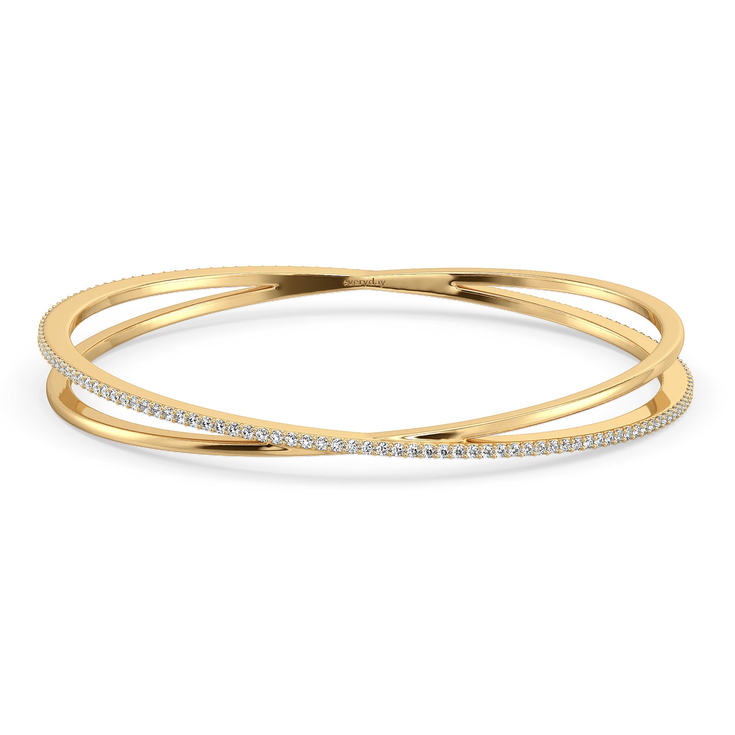 DAISY HALF STUDDED INFINITY ROUND BANGLE, GOLD