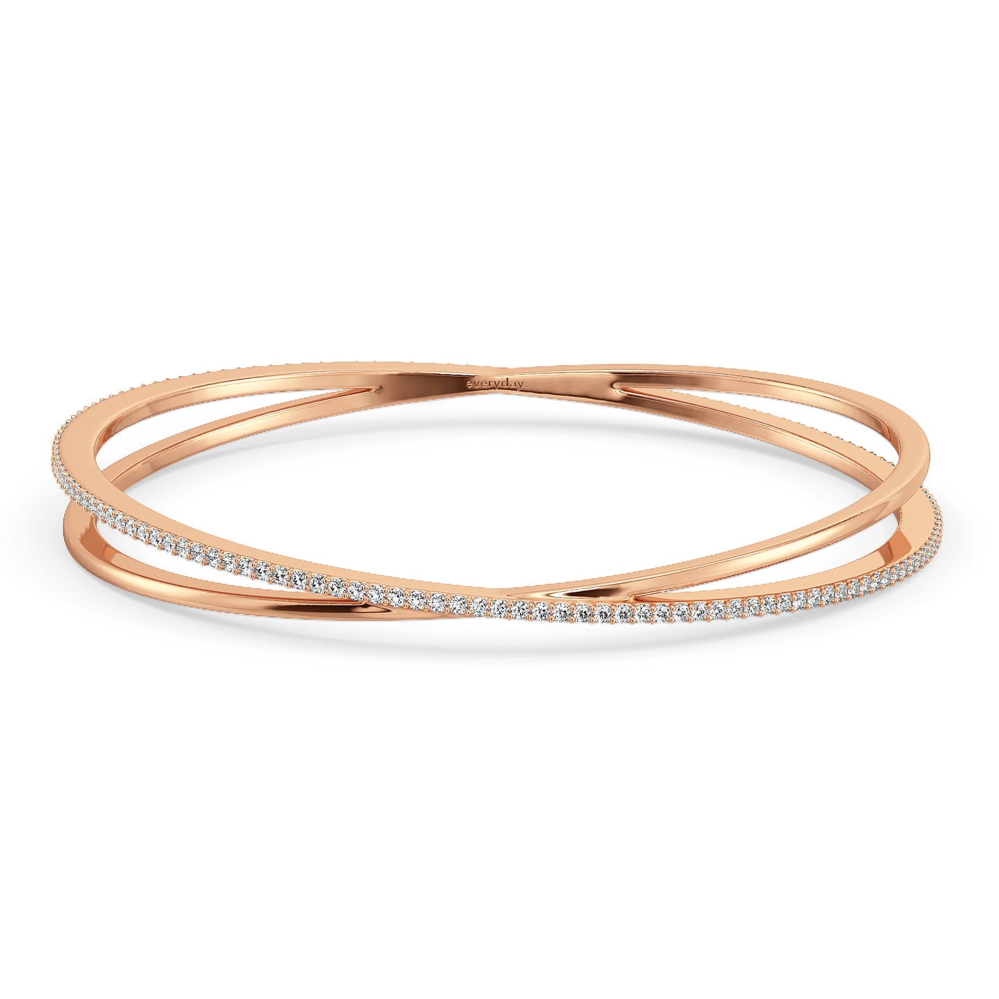 DAISY HALF STUDDED INFINITY ROUND BANGLE, GOLD