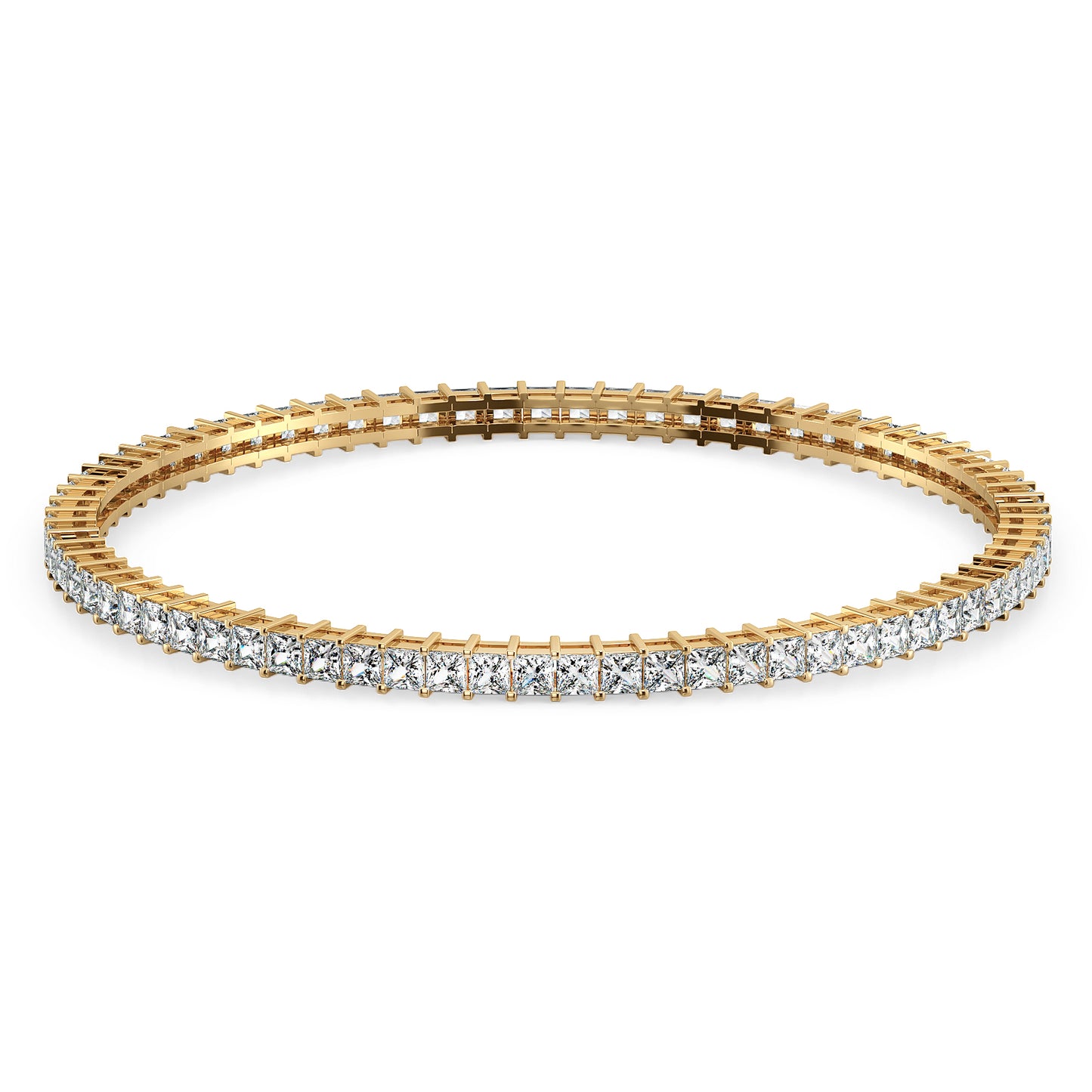 THEODORA PRINCESS CUT TENNIS ROUND BANGLE, GOLD