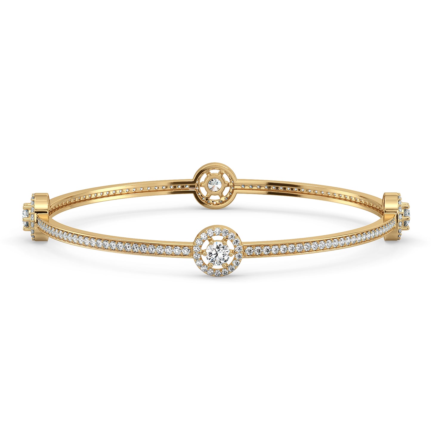 CLARETTE HALO SET DIAMOND STUDDED ROUND BANGLE, GOLD