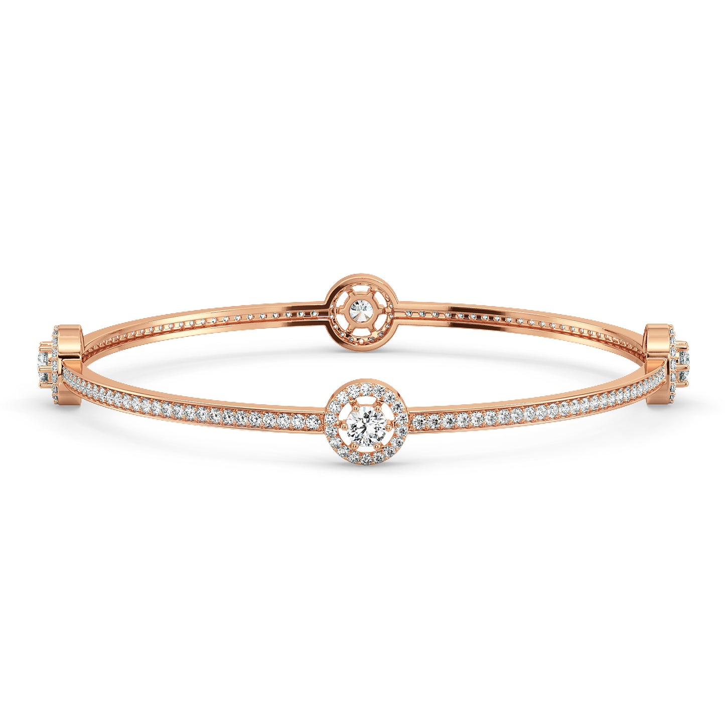 CLARETTE HALO SET DIAMOND STUDDED ROUND BANGLE, GOLD