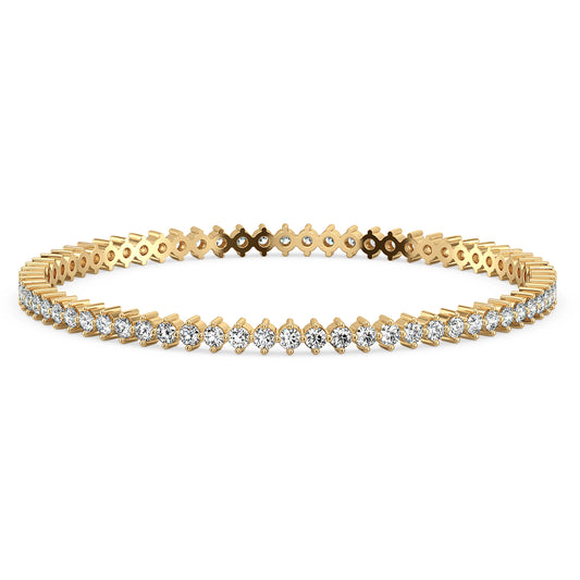 SOPHIA DIAGONALLY SET ROUND CUT DIAMOND ROUND BANGLE, GOLD