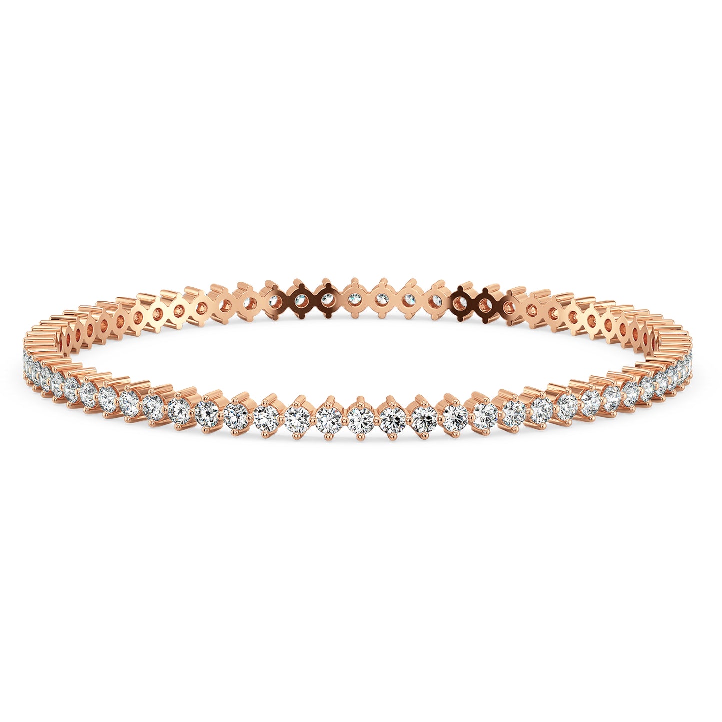 SOPHIA DIAGONALLY SET ROUND CUT DIAMOND ROUND BANGLE, GOLD