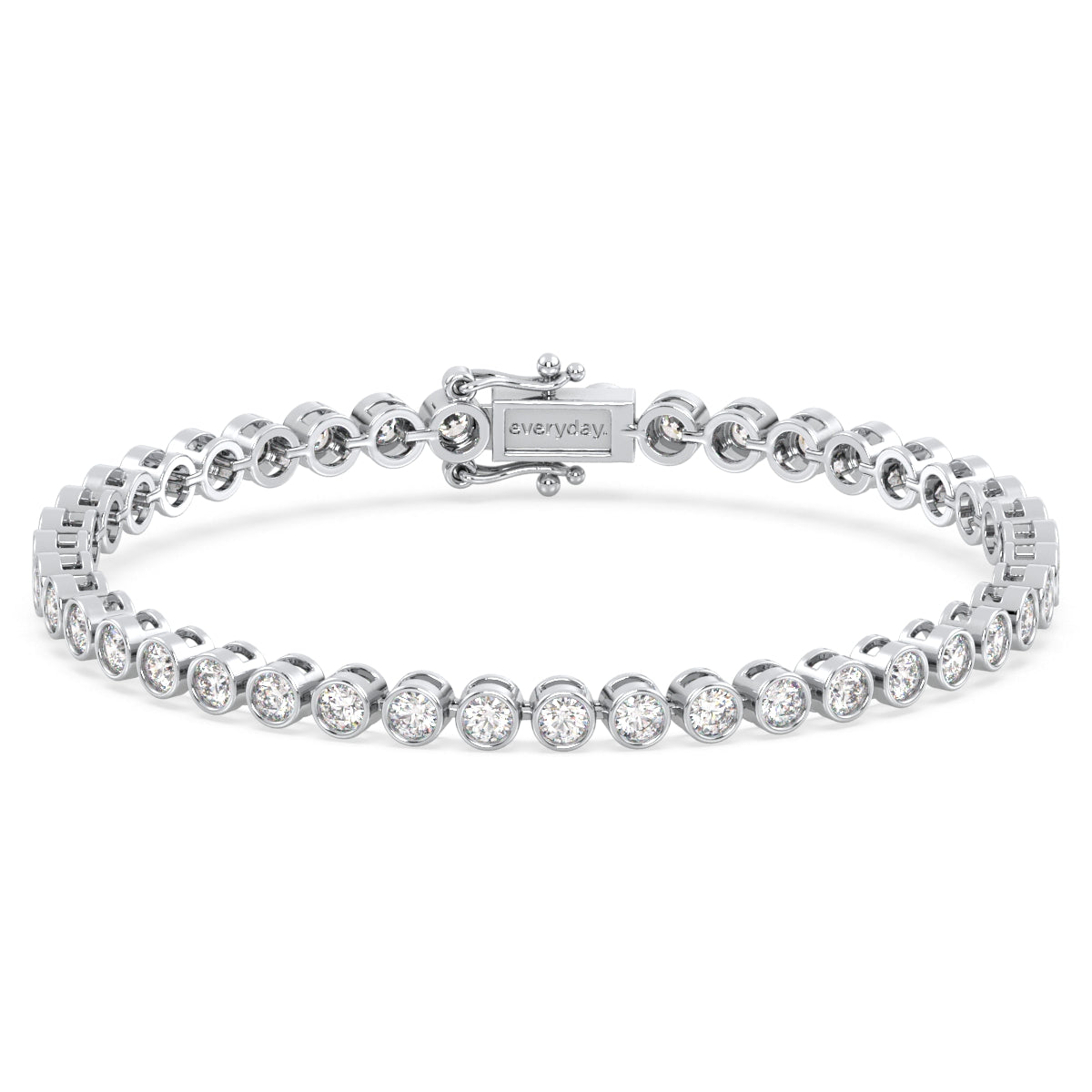 THEODORA BEZEL SET ROUND CUT TENNIS BRACELET, GOLD