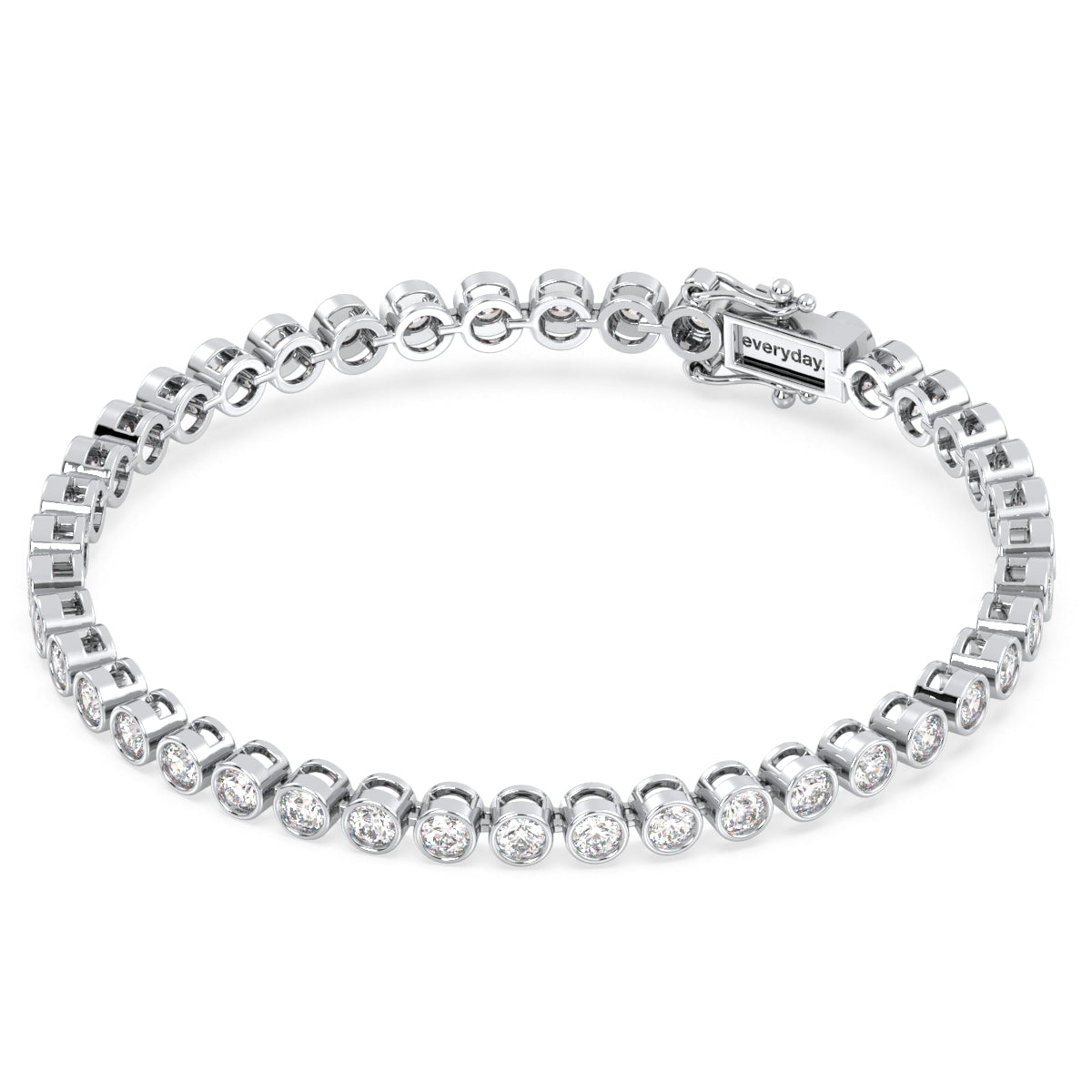 THEODORA BEZEL SET ROUND CUT TENNIS BRACELET, GOLD