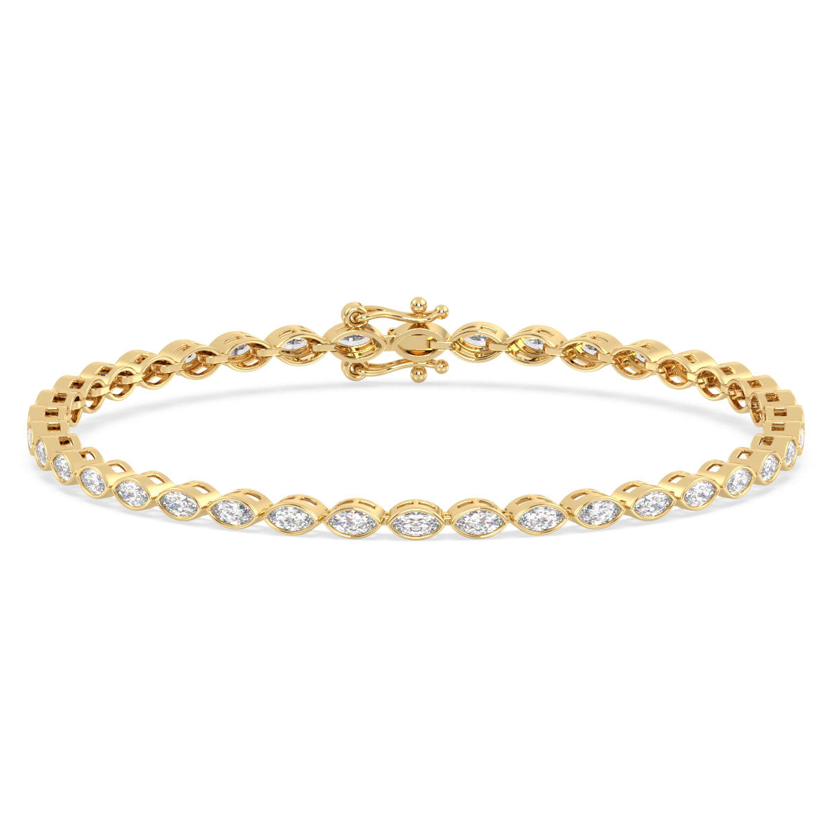 THEODORA BEZEL SET MARQUISE CUT TENNIS BRACELET, GOLD