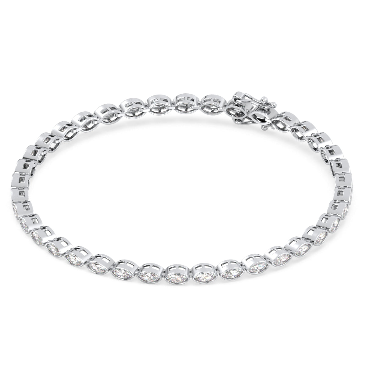 THEODORA BEZEL SET MARQUISE CUT TENNIS BRACELET, GOLD