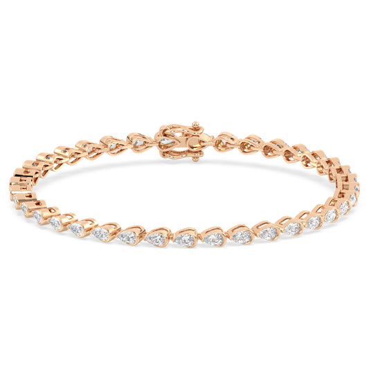 THEODORA HALF-BEZEL SET PEAR CUT TENNIS BRACELET, GOLD