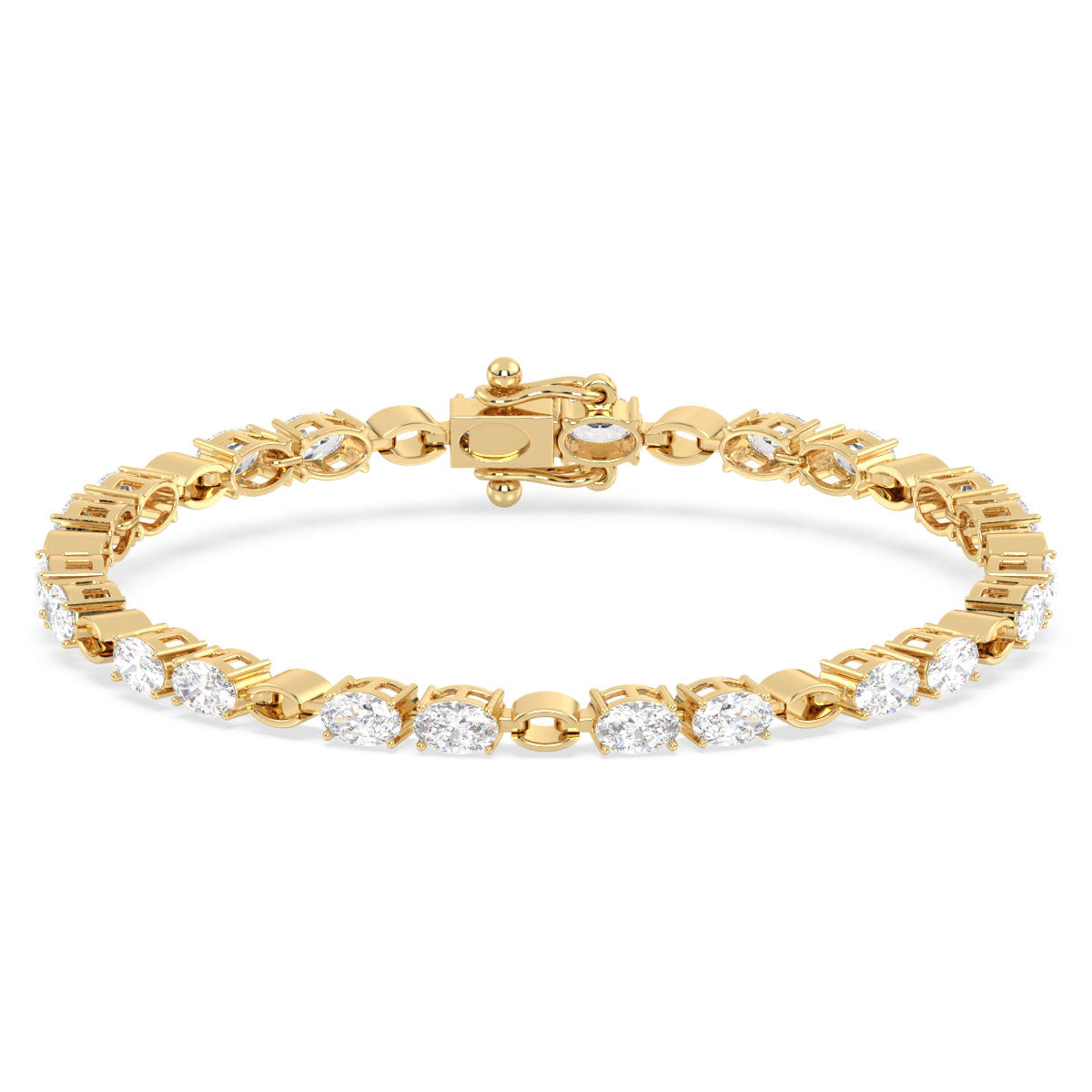 THEODORA OVAL CUT TENNIS BRACELET WITH GOLD LINKS