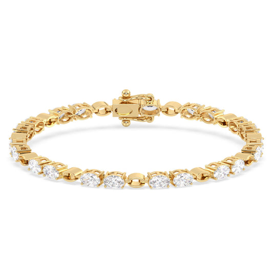 THEODORA OVAL CUT TENNIS BRACELET WITH GOLD LINKS