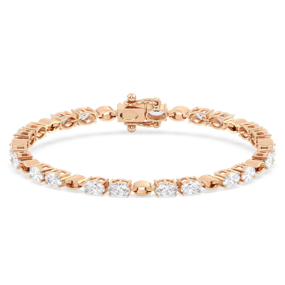 THEODORA OVAL CUT TENNIS BRACELET WITH GOLD LINKS