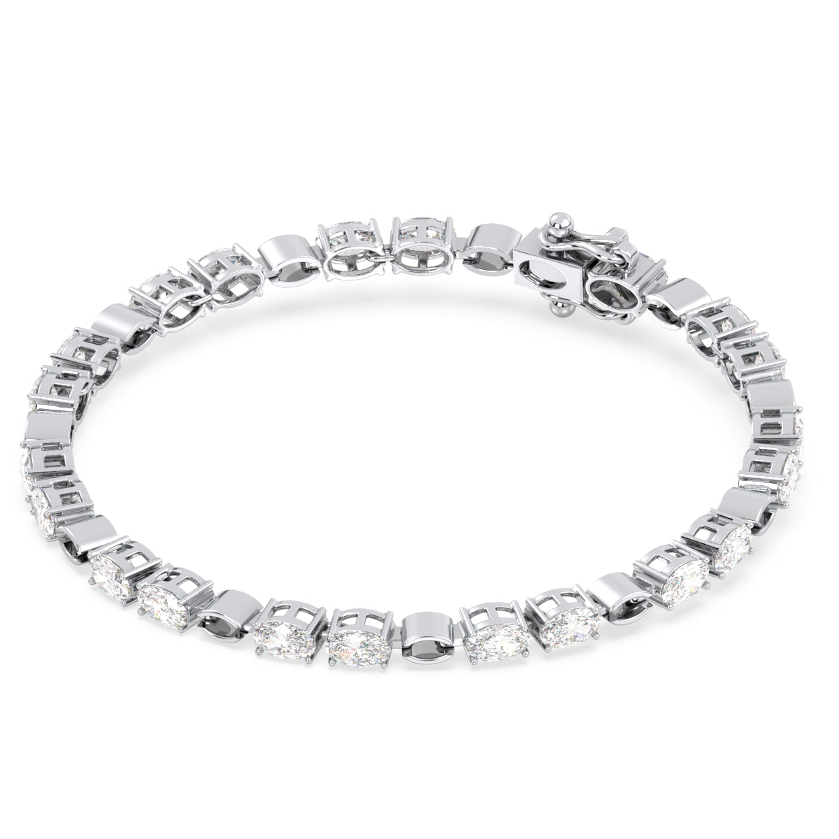 THEODORA OVAL CUT TENNIS BRACELET WITH GOLD LINKS