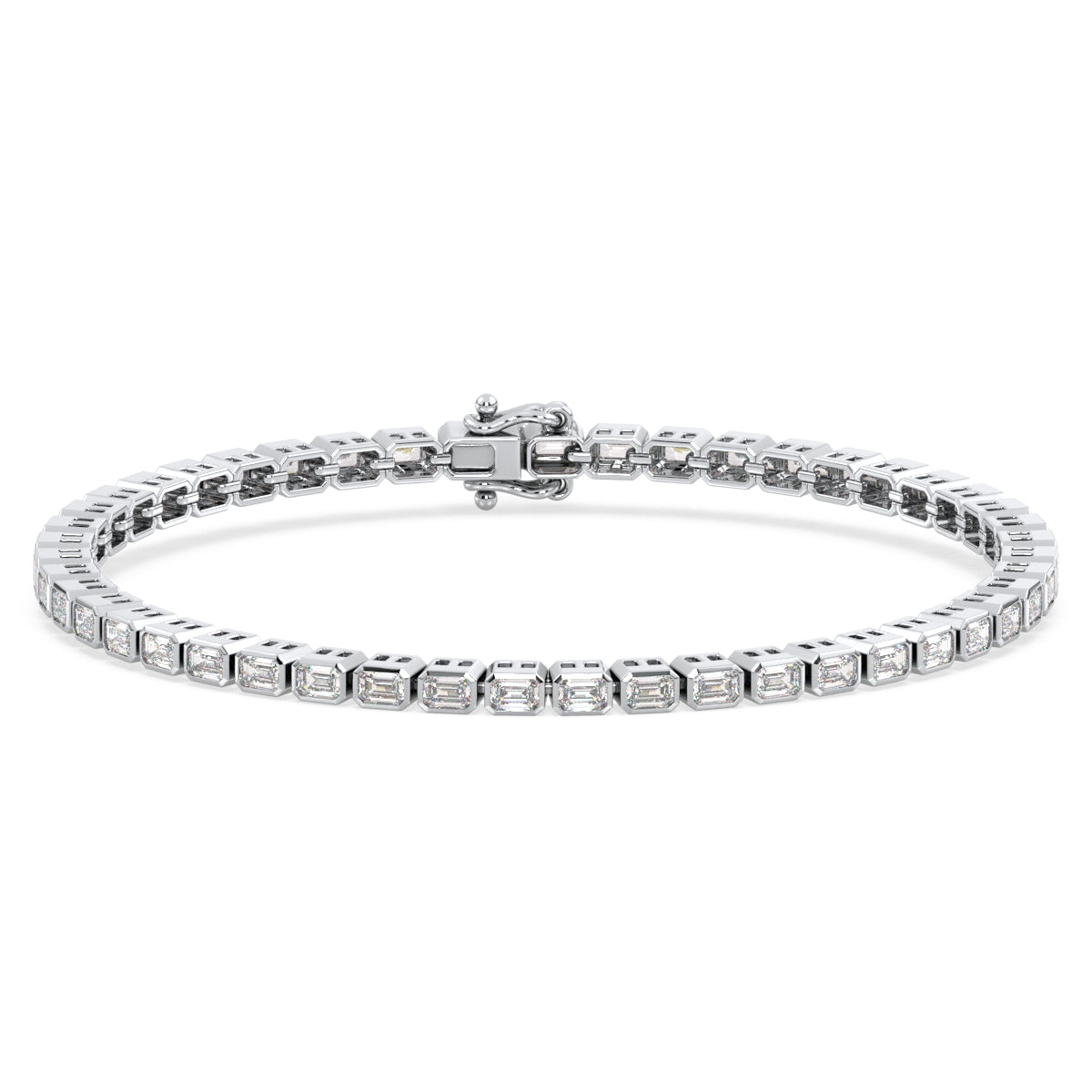 THEODORA BEZEL SET EMERALD CUT TENNIS BRACELET, GOLD