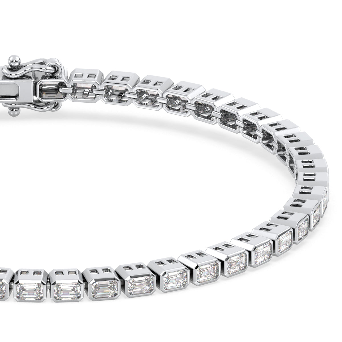 THEODORA BEZEL SET EMERALD CUT TENNIS BRACELET, GOLD