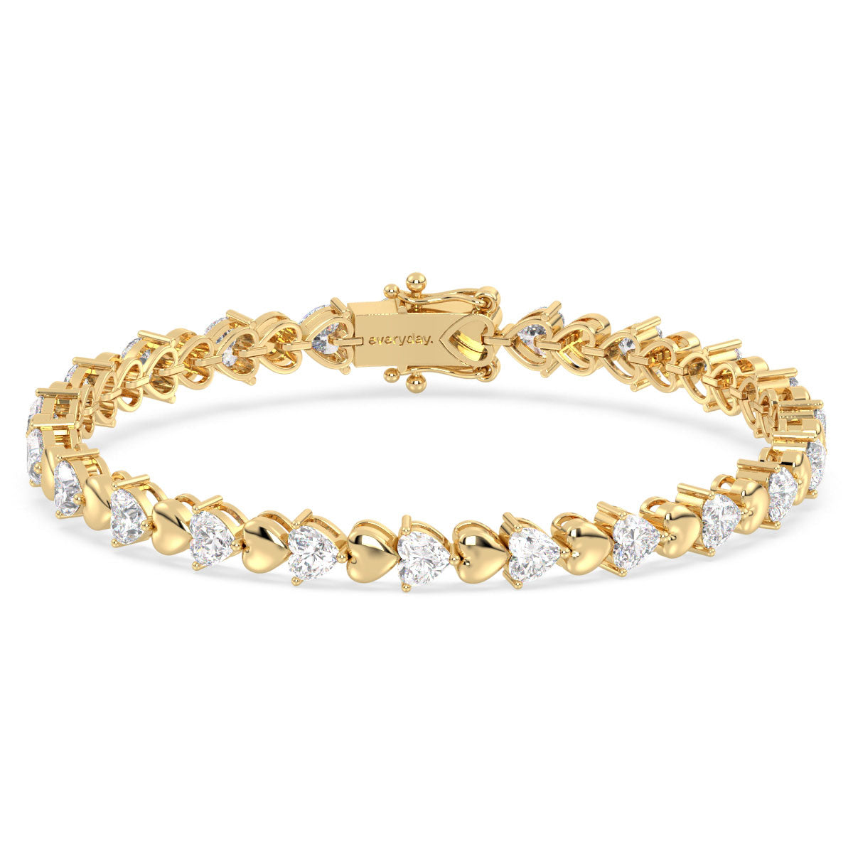 THEODORA ELEVATED HEART CUT TENNIS BRACELET, GOLD