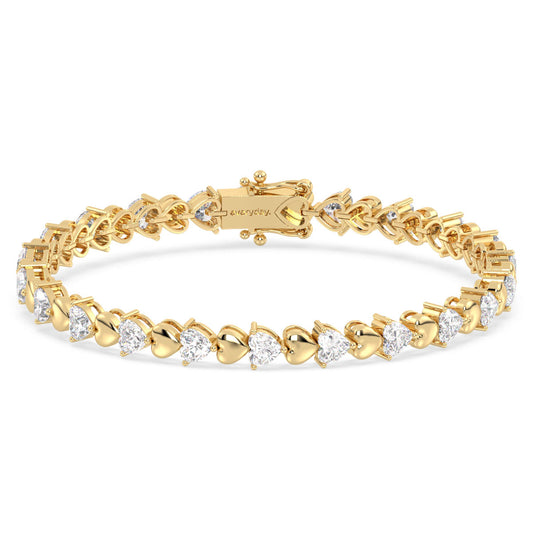 THEODORA ELEVATED HEART CUT TENNIS BRACELET, GOLD