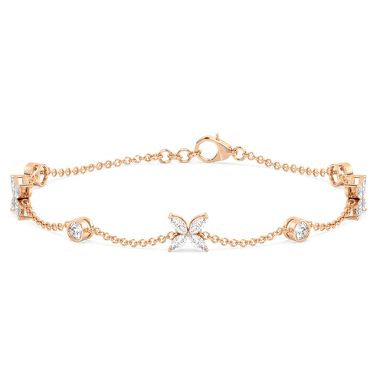 LILETTA MARQUISE CUT FLOWER AND FACETS CABLE CHAIN, GOLD