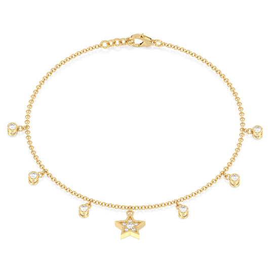 SOPHIA STARS AND ROUND CUT DIAMOND CHARMS CHAIN, GOLD