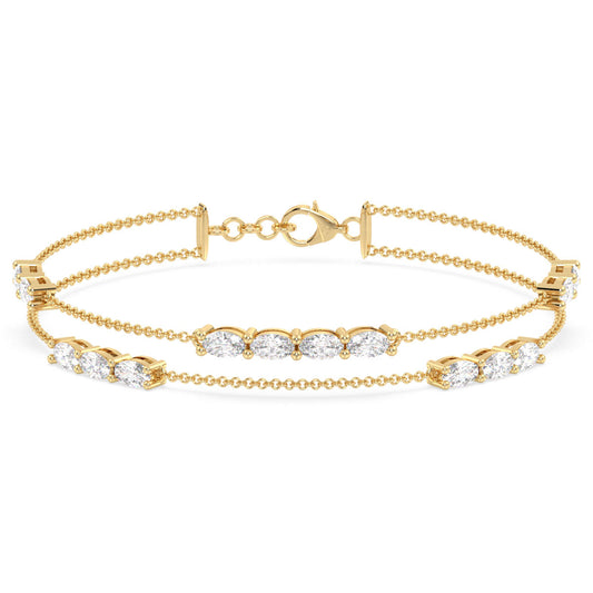 IRENE OVAL CUT DOUBLE ROW CABLE CHAIN BRACELET, GOLD