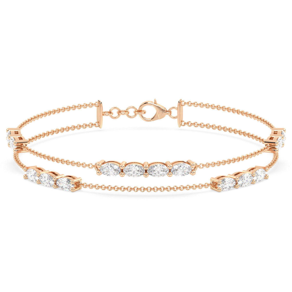 IRENE OVAL CUT DOUBLE ROW CABLE CHAIN BRACELET, GOLD