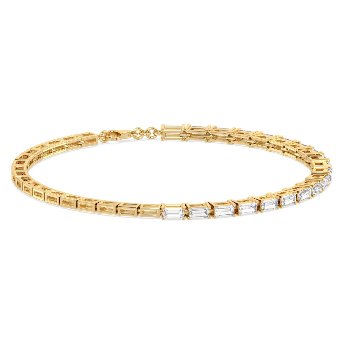 THEA BAGUETTE CUT HALF BRACELET, GOLD