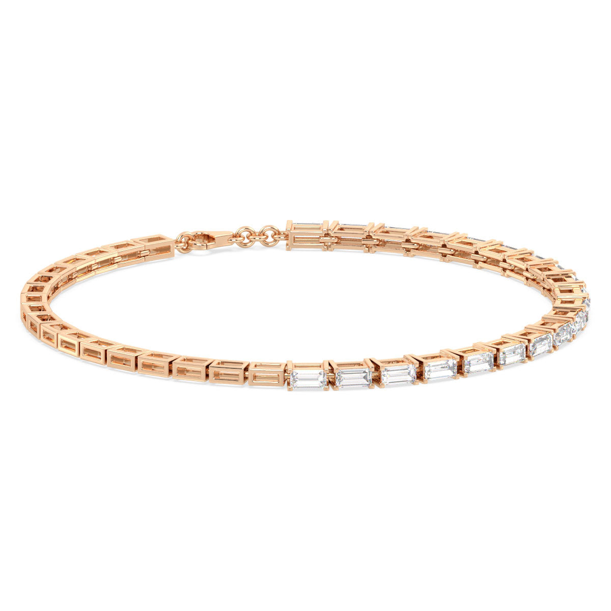 THEA BAGUETTE CUT HALF BRACELET, GOLD