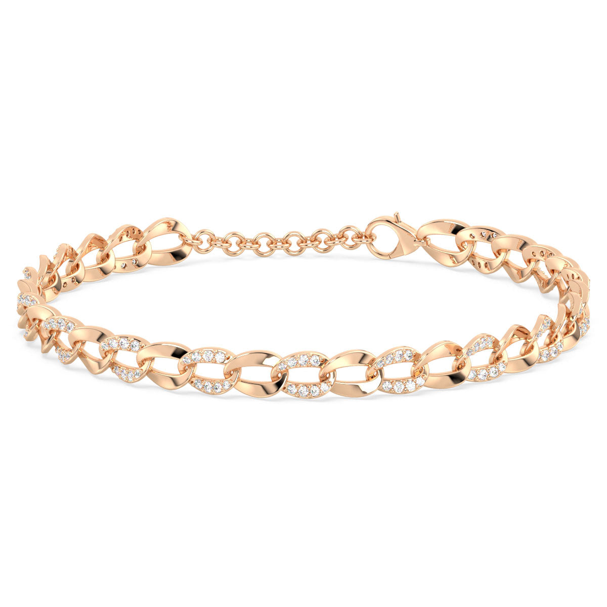 CLARETTE CUBAN CHAIN BRACELET WITH STUDDED LINKS, GOLD