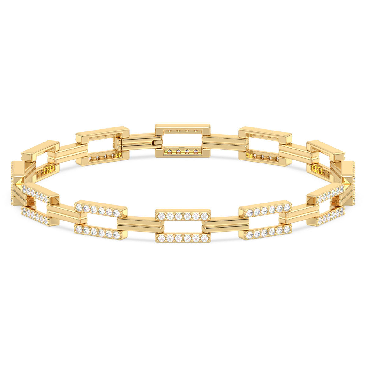 CLARETTE LINK BRACELET WITH STUDDED RECTANGULAR UNITS, GOLD