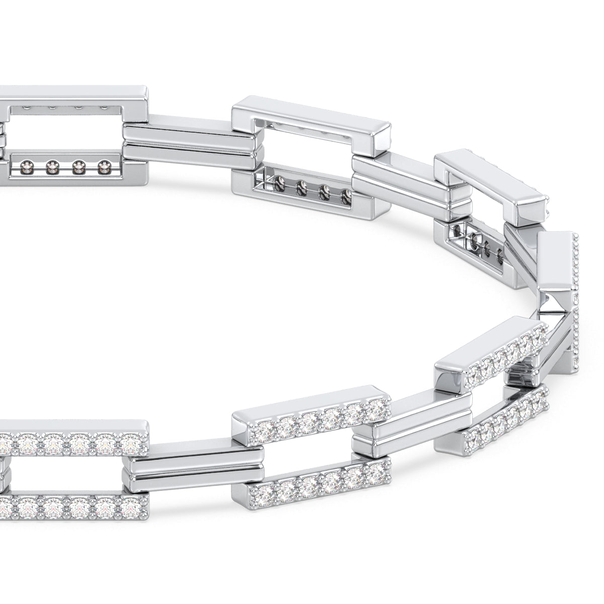 CLARETTE LINK BRACELET WITH STUDDED RECTANGULAR UNITS, GOLD