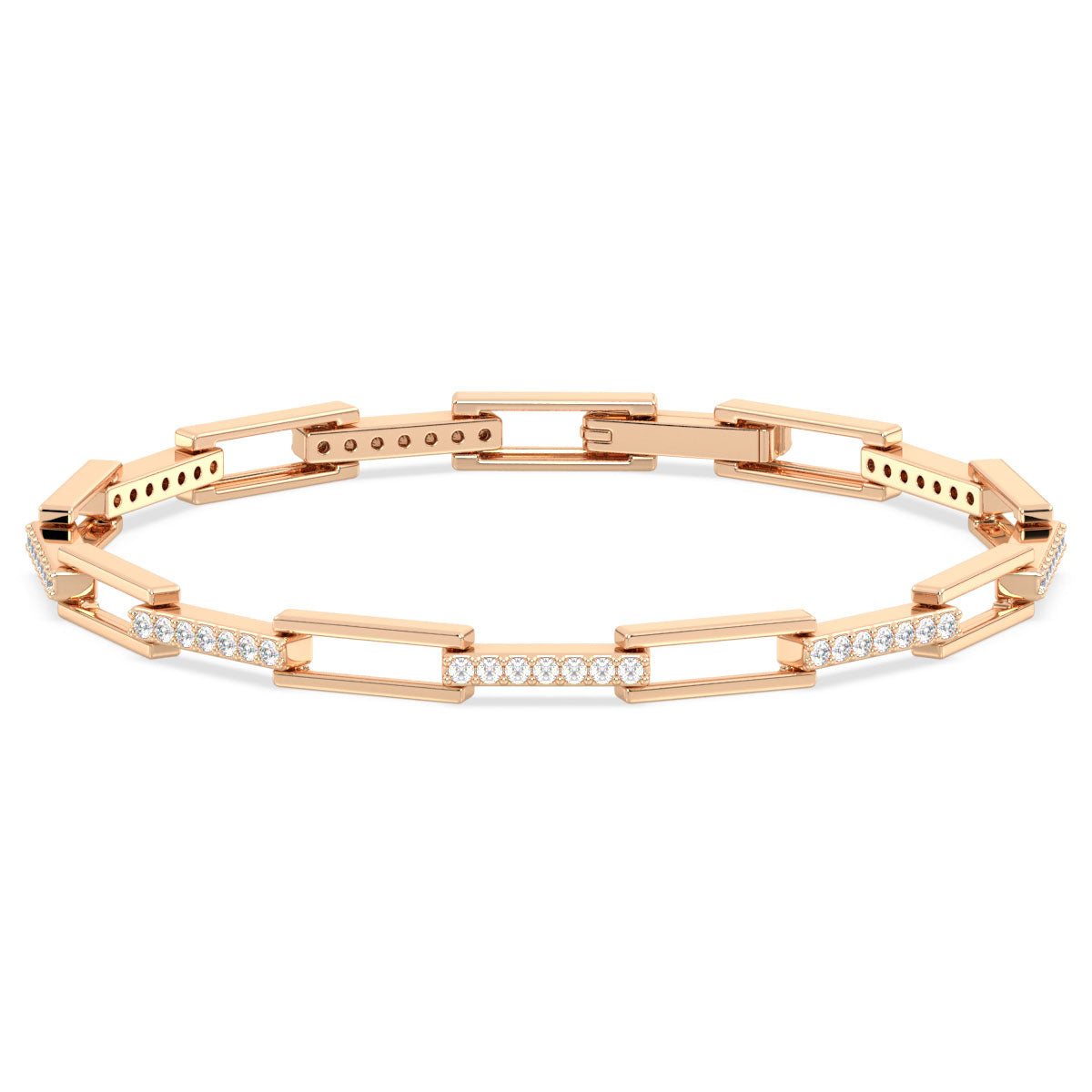 CLARETTE RECTANGULAR LINK BRACELET WITH STUDDED CONNECTORS, GOLD