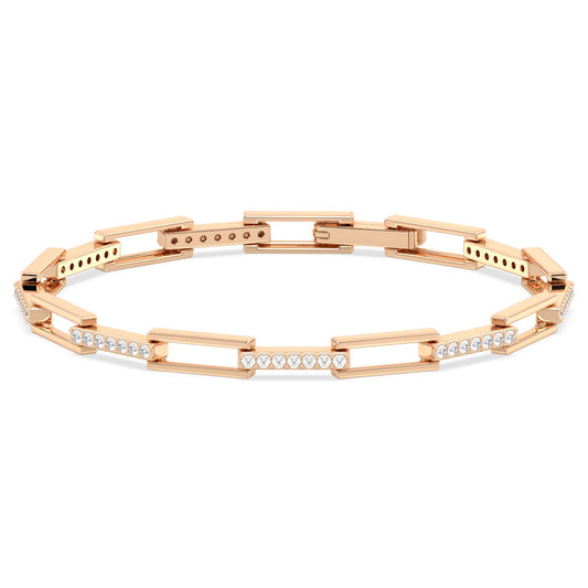 CLARETTE RECTANGULAR LINK BRACELET WITH STUDDED CONNECTORS, GOLD