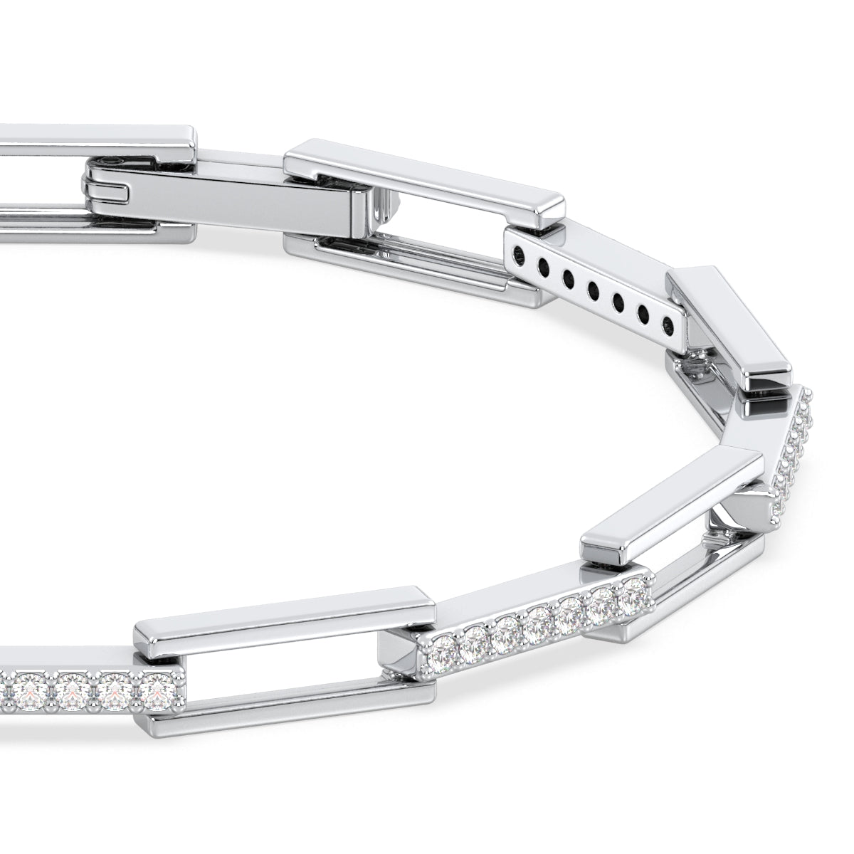 CLARETTE RECTANGULAR LINK BRACELET WITH STUDDED CONNECTORS, GOLD