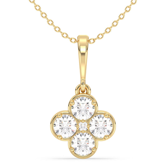 SOPHIA ROUND CUT DIAMOND CLOVE PENDANT, GOLD