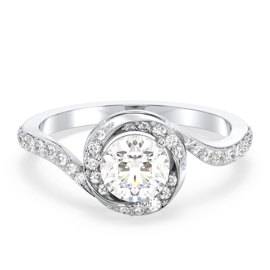 SOPHIA ROUND CUT SOLITAIRE DIMENSIONAL RINGS WITH SIDE STONES, GOLD