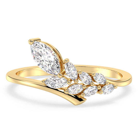 LILETTA MARQUISE CUT SLANTED DIAMOND RING, GOLD