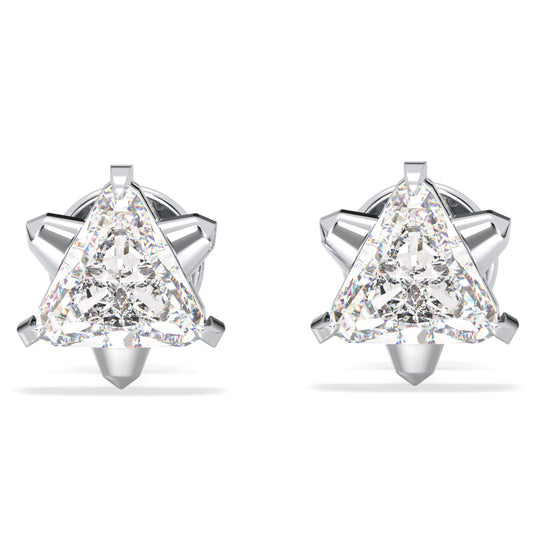 DAMAS TRIANGLE CUT SOLITAIRE STAR EAR STUDS, GOLD