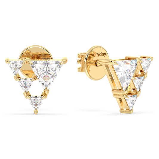 DAMAS TRIANGLE CUT DIAMOND EAR STUDS, GOLD