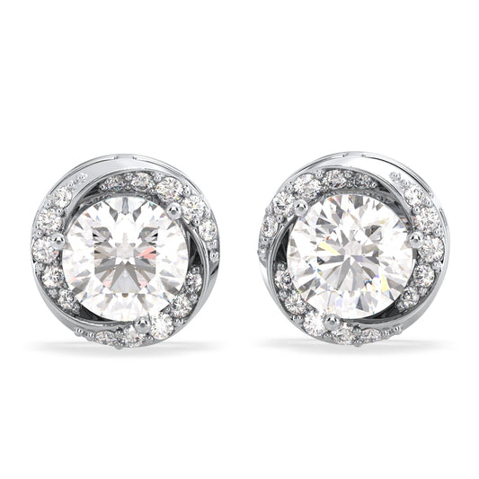 SOPHIA ROUND CUT SOLITAIRE DIMENSIONAL STUDS WITH SIDE STONES, GOLD