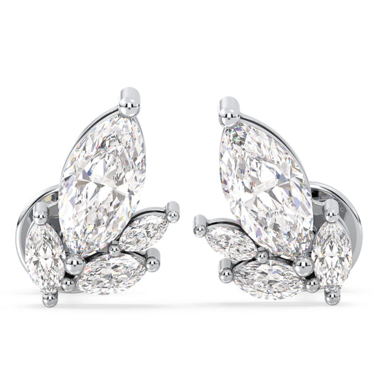 LILETTA MARQUISE CUT SLANTED DIAMOND EAR STUDS, GOLD