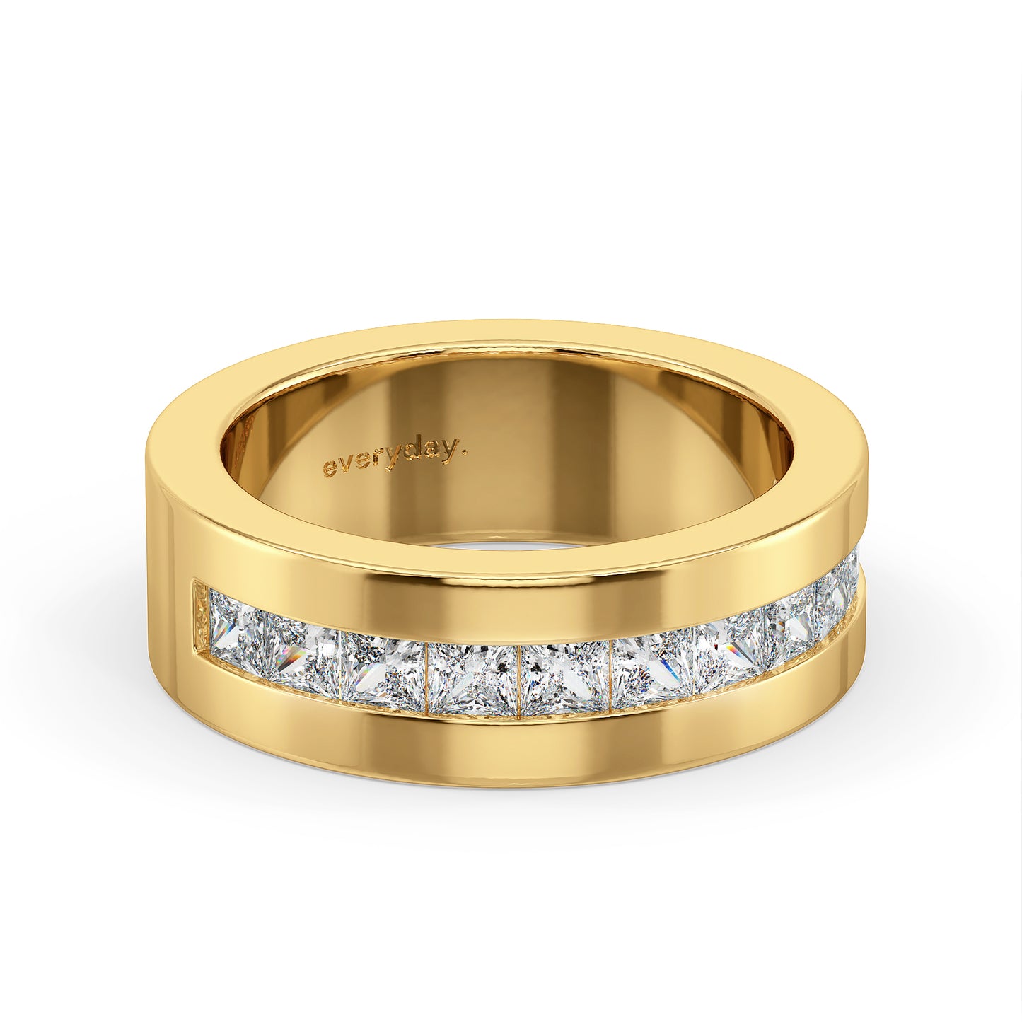 OLIVER CHANNEL SET PRINCESS CUT DIAMOND BAND, GOLD