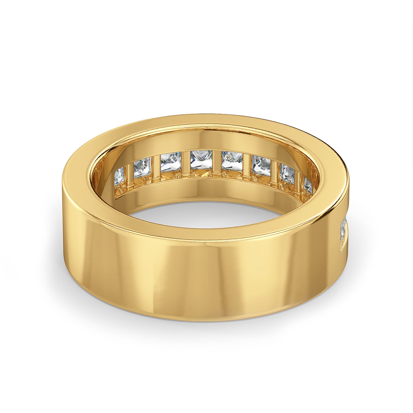 OLIVER CHANNEL SET PRINCESS CUT DIAMOND BAND, GOLD