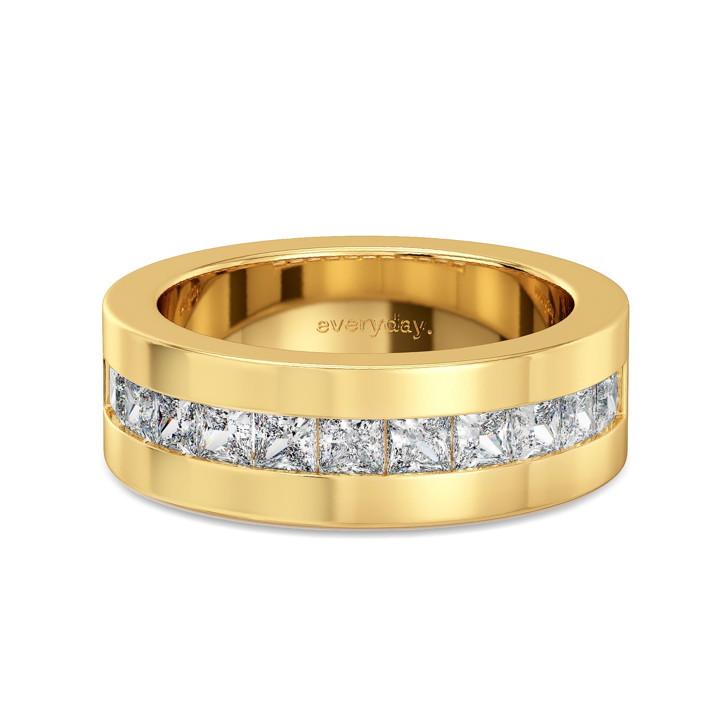 OLIVER CHANNEL SET PRINCESS CUT DIAMOND BAND, GOLD