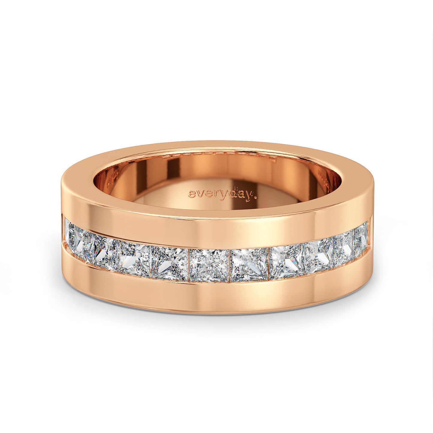 OLIVER CHANNEL SET PRINCESS CUT DIAMOND BAND, GOLD